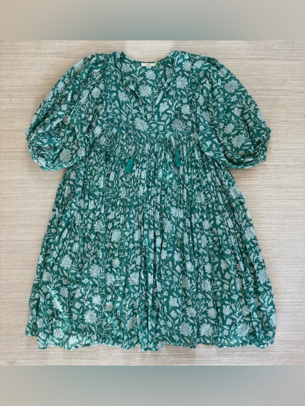 Dolma green floral lightweight soft cotton oversized midi dress women’s size M